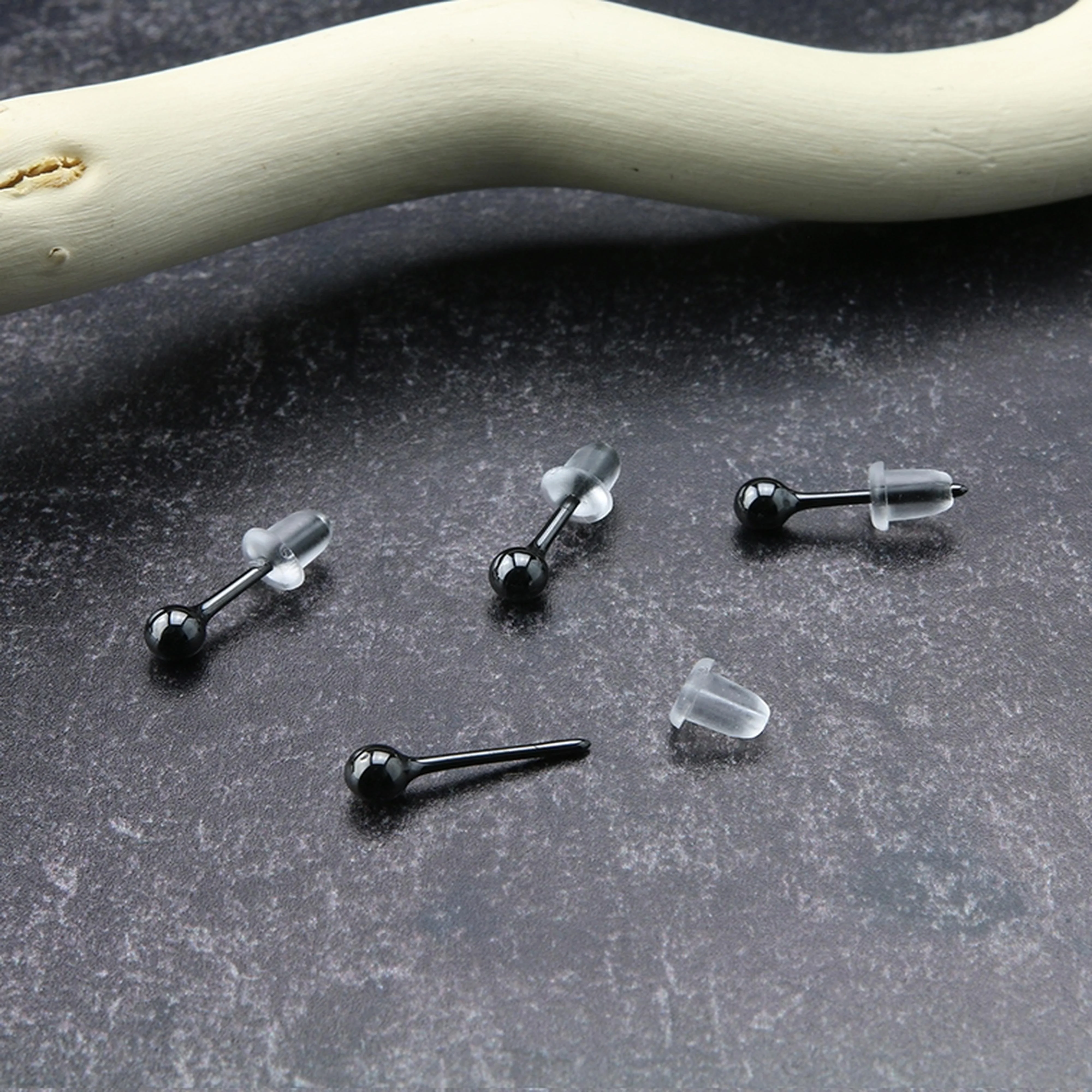 Black Ceramic Orb Earrings - Image 2