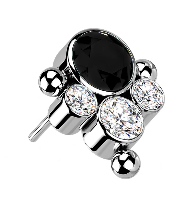 Black CZ Bundle Titanium Threadless Top
