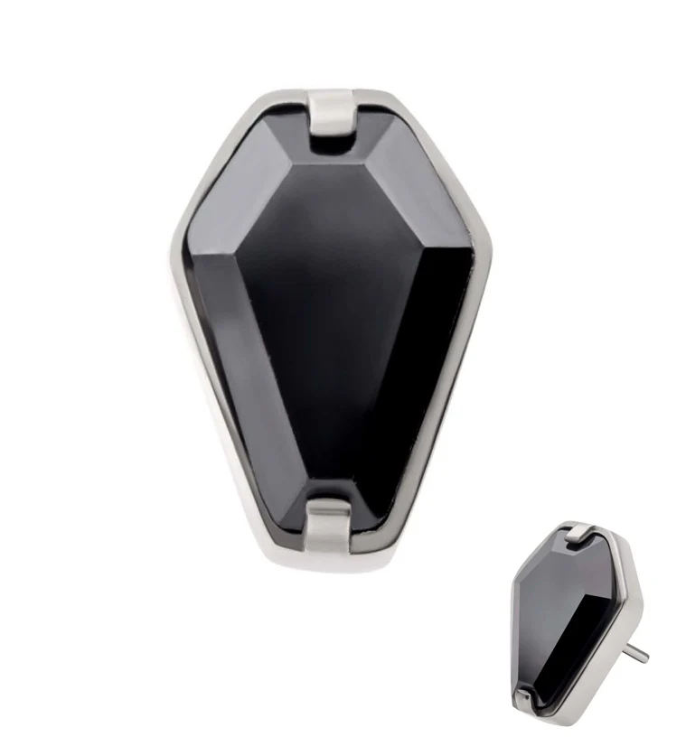 Black CZ Coffin Titanium Threadless Top
