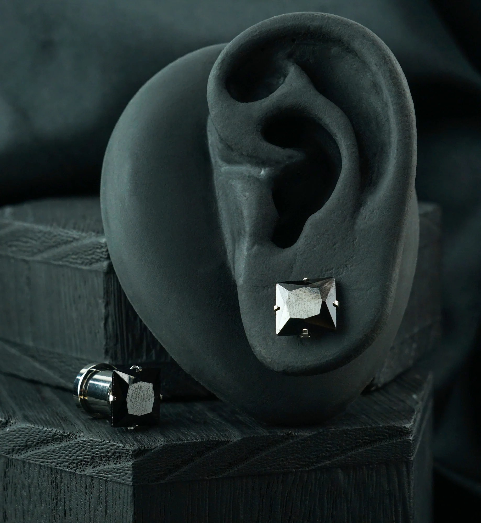 Black CZ Gem Diamond Stud Plugs - Image 4