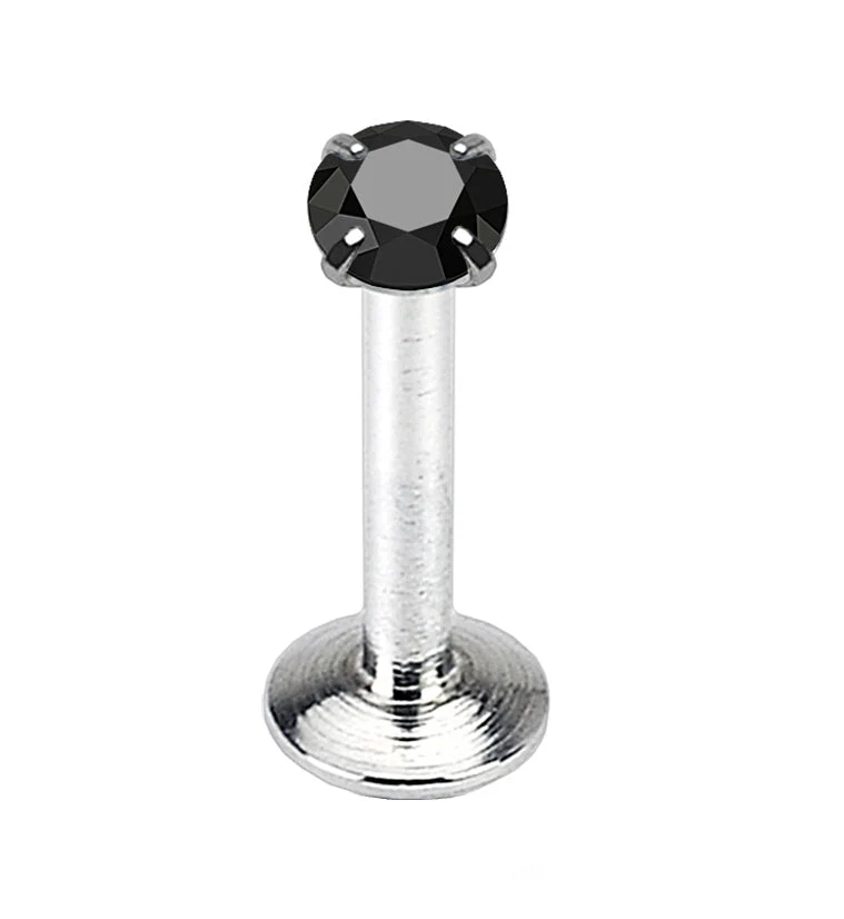 Black CZ Prong Internally Threaded Labret