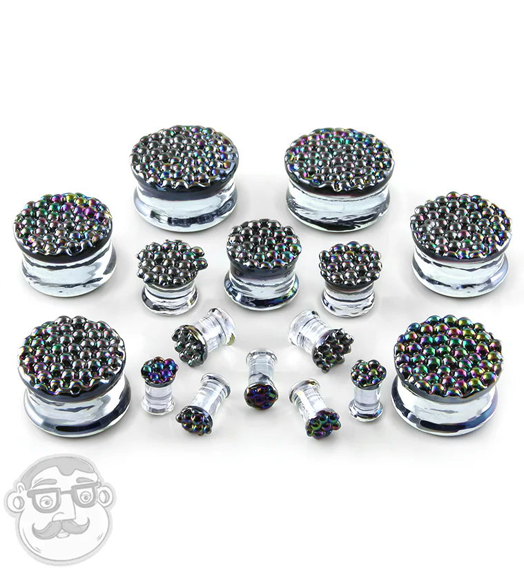 Black Iridescent Glass Plugs - Image 2
