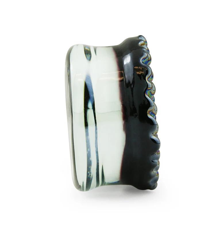 Black Iridescent Glass Plugs - Image 4