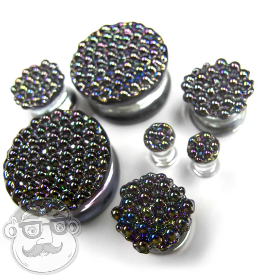 Black Iridescent Glass Plugs - Image 5
