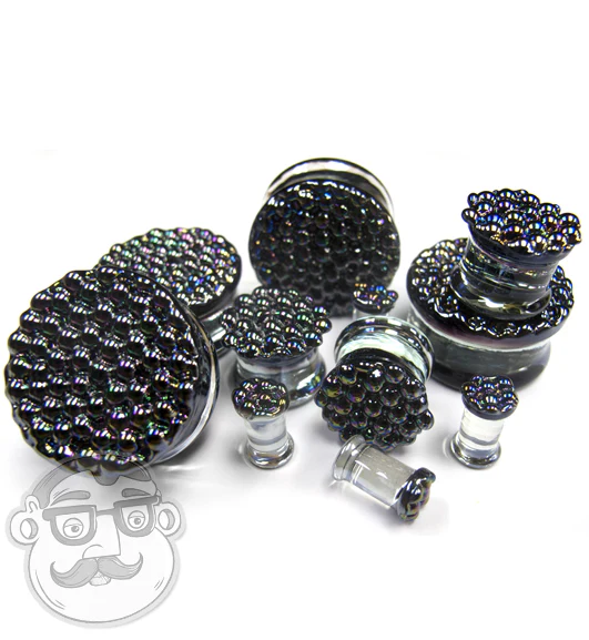 Black Iridescent Glass Plugs - Image 6