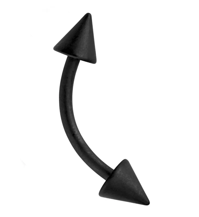 Black Matte Spike Curved Barbell