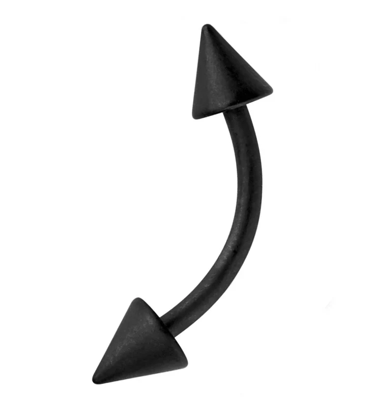 Black Matte Spike Curved Barbell - Image 3