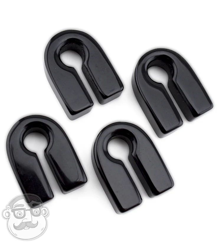 Black Obsidian Stone Key Square Ear Weights - Image 2