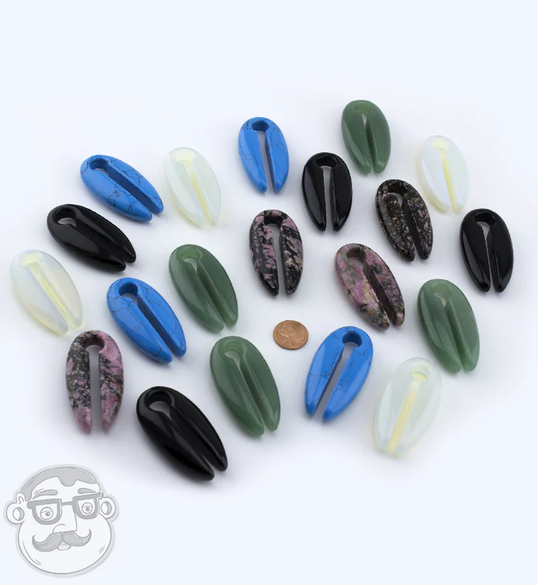 Black Obsidian Stone Keyhole Ear Weights - Image 4