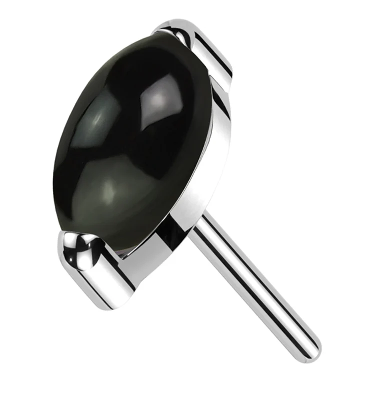 Black Onyx Marquise Stone Titanium Threadless Top