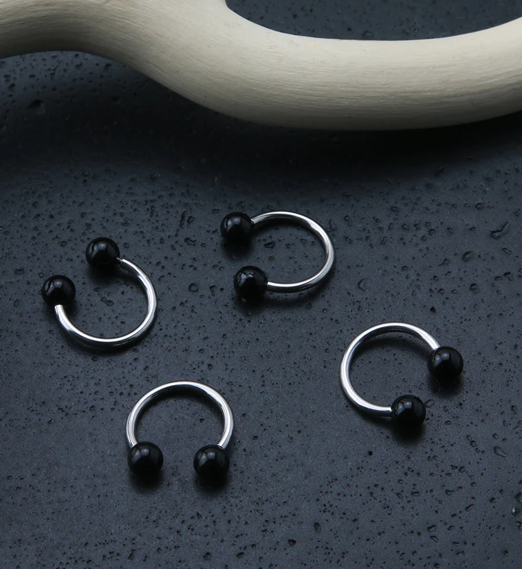 Black Onyx Stone Circular Barbell - Image 2