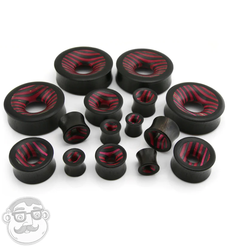 Black & Pink Wood Skateboard Concave Tunnel Plugs - Image 3