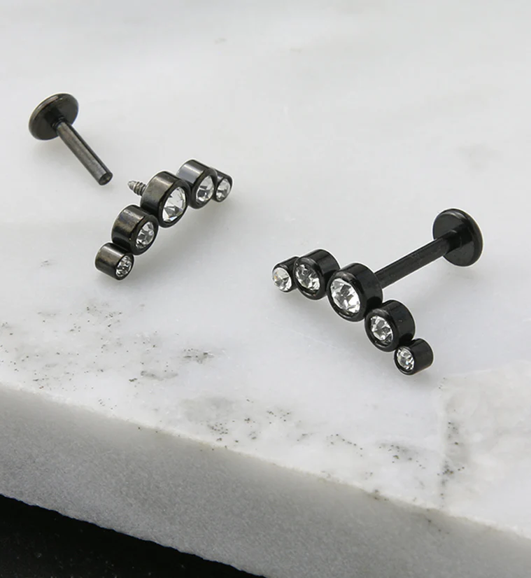 Black PVD Arch CZ Labret Post - Image 2