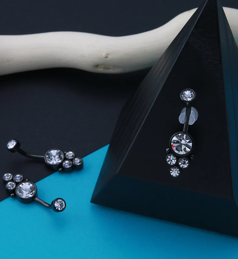 Black PVD Array Belly Button Ring - Image 2