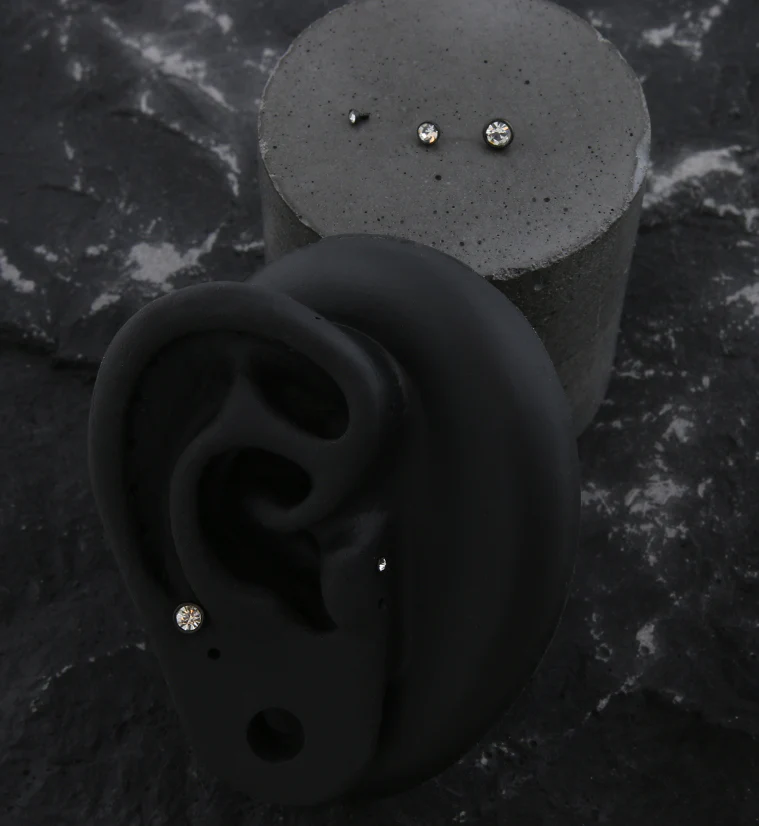 Black PVD Bezel Clear CZ Stainless Steel Internally Threaded Top - Image 2
