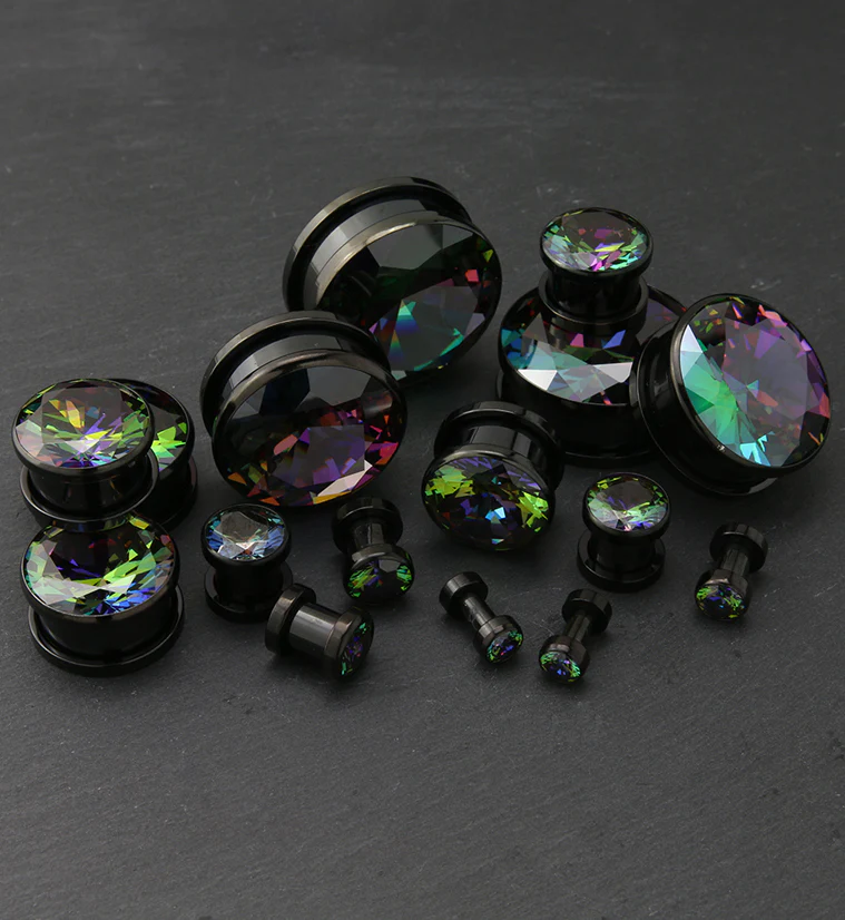 Black PVD Black Aurora Stainless Steel Plugs - Image 2