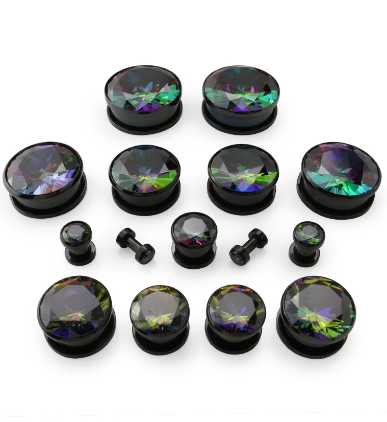 Black PVD Black Aurora Stainless Steel Plugs - Image 3
