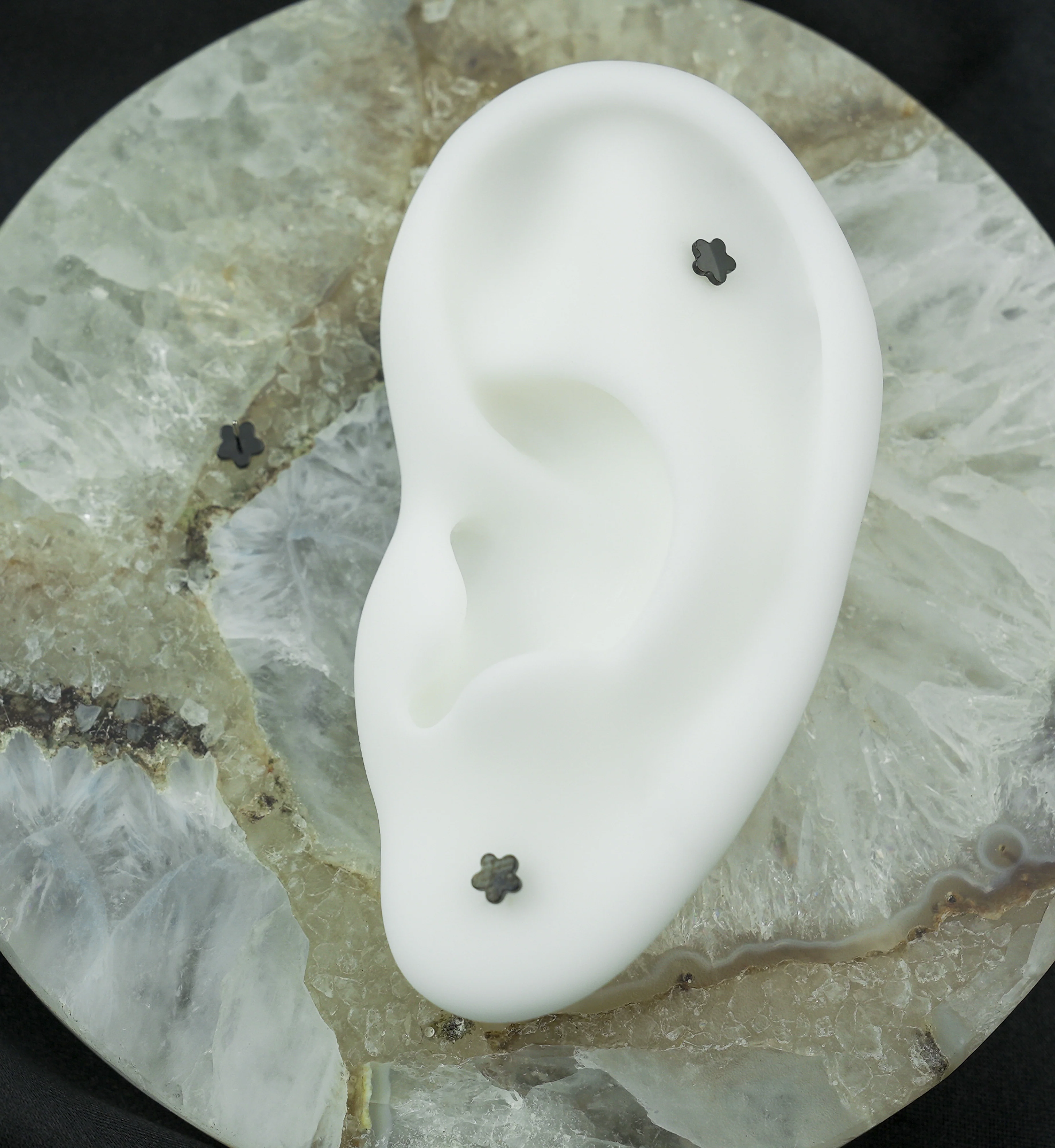 Black PVD Bubble Flower Titanium Threadless Top - Image 2