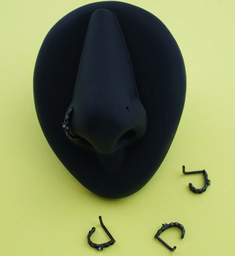 Black PVD Chain Clear CZ Nose Curve