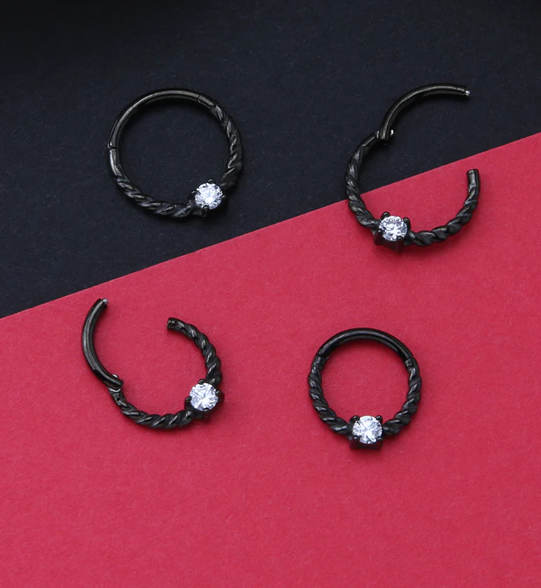 Black PVD Coil Hinged Segment Ring - Image 2