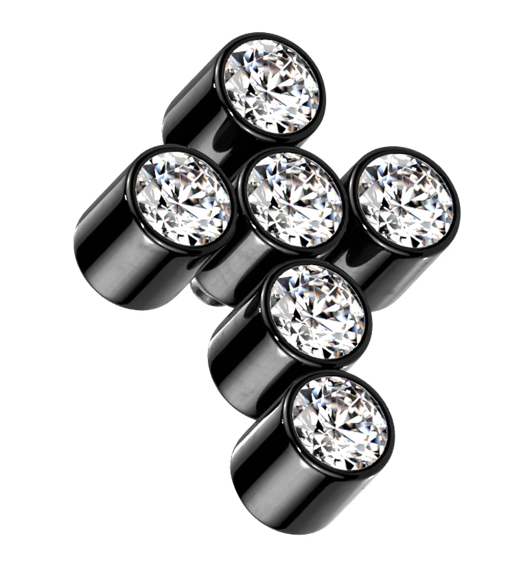 Black PVD Cross CZ Titanium Internally Threaded Top