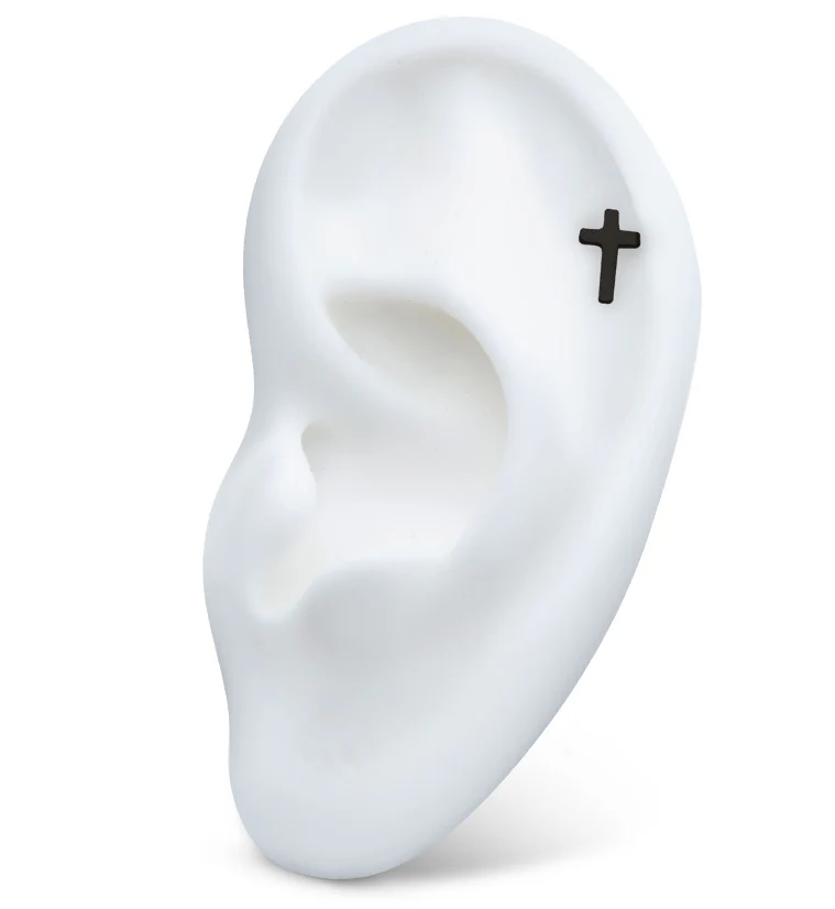 Black PVD Cross Titanium Internally Threaded Top - Image 3