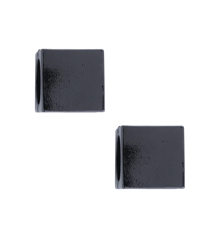 Black PVD Cube Stainless Steel Hinged Ear Weights - Image 3