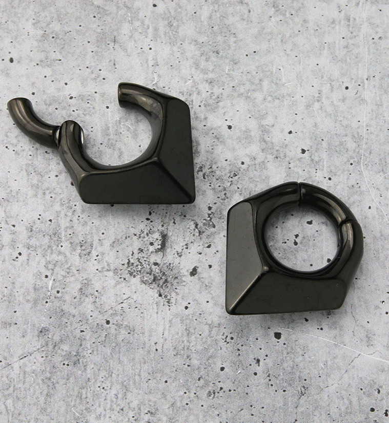 Black PVD Cusp Hinged Ear Weights - Image 2