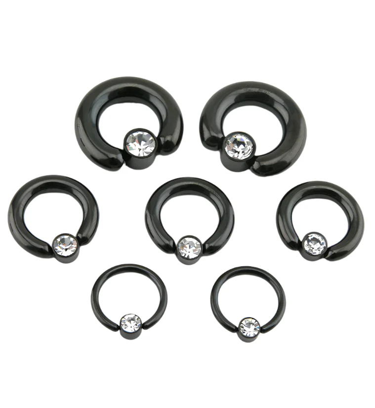 Black PVD CZ Flat Disk Captive Ring - Image 2