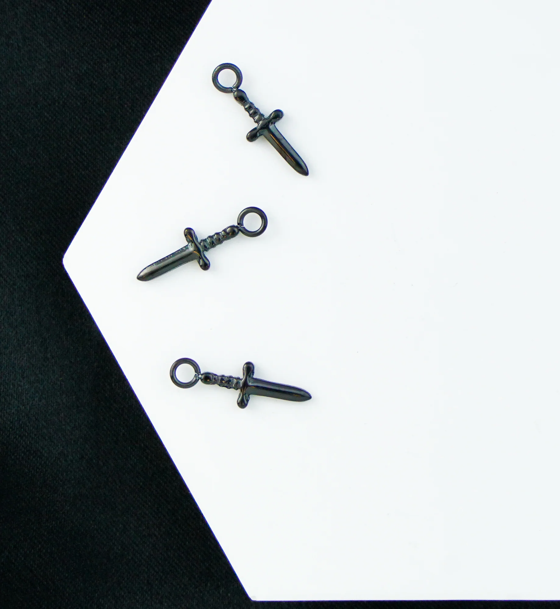 Black PVD Dagger Titanium Charm - Image 2