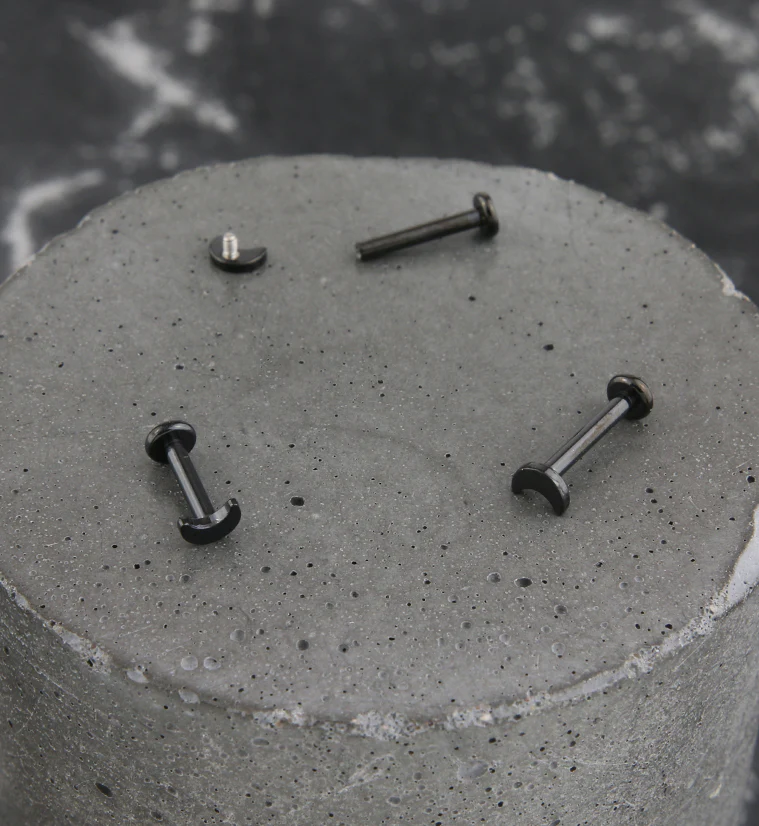 Black PVD Half Moon Internally Threaded Titanium Labret - Image 2