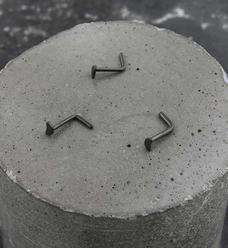 Black PVD Half Moon Top L Bend Titanium Nose Ring - Image 2