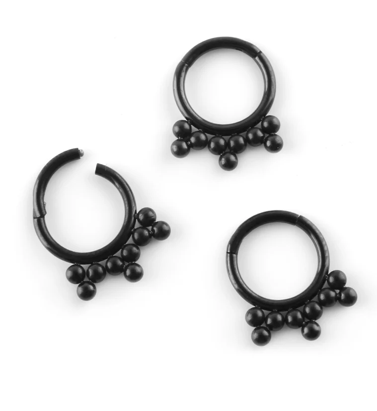 Black PVD Multi Beaded Hinged Segment Ring