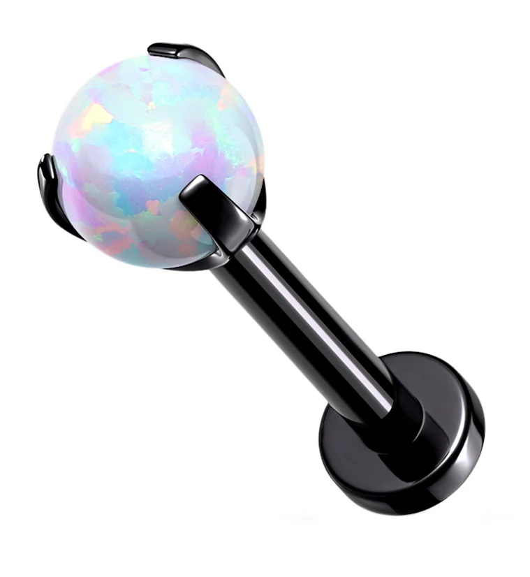 Black PVD Opalite Claw Set Stainless Steel Labret