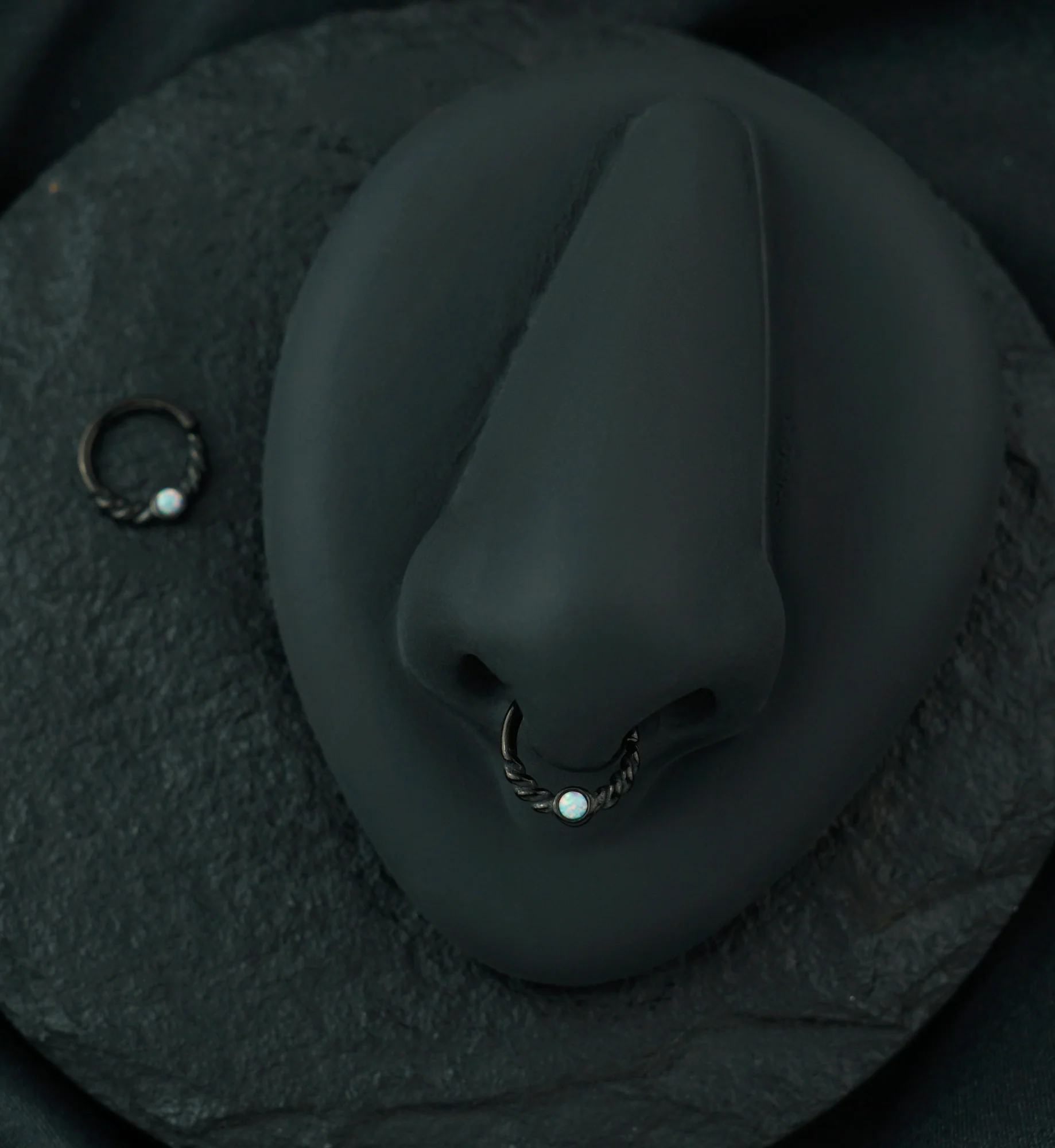 Black PVD Opalite Twine Seamless Ring - Image 2