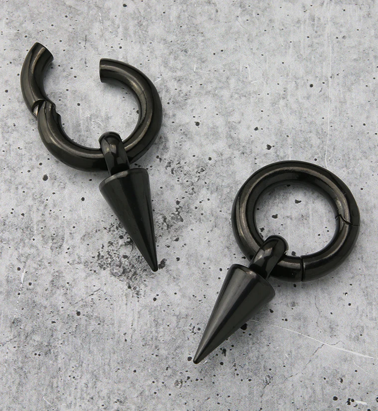 Black PVD Raceme Hinged Ear Weights - Image 2
