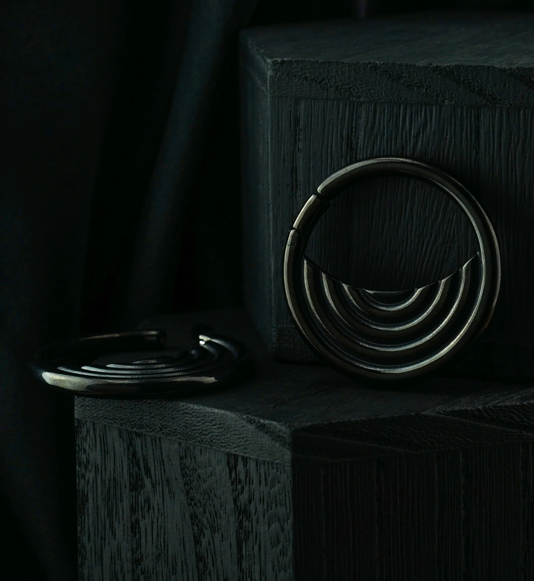 Black PVD Radial Stainless Steel Hinged Ear Weights - Image 3
