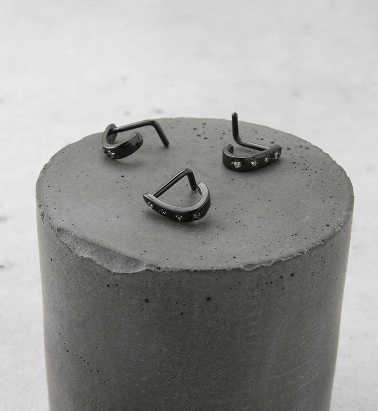 Black PVD Sol CZ Stainless Steel Nose Curve - Image 2