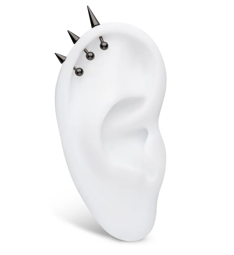 Black PVD Spike Threadless Titanium Top - Image 4