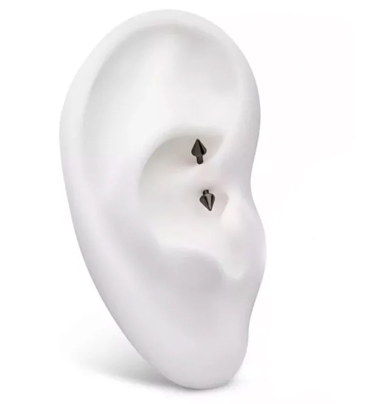 Black PVD Spike Titanium Internally Threaded Curved Barbell - Image 4