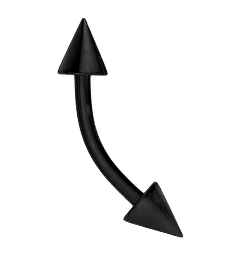 Black PVD Spiked Curved Barbell - Image 4