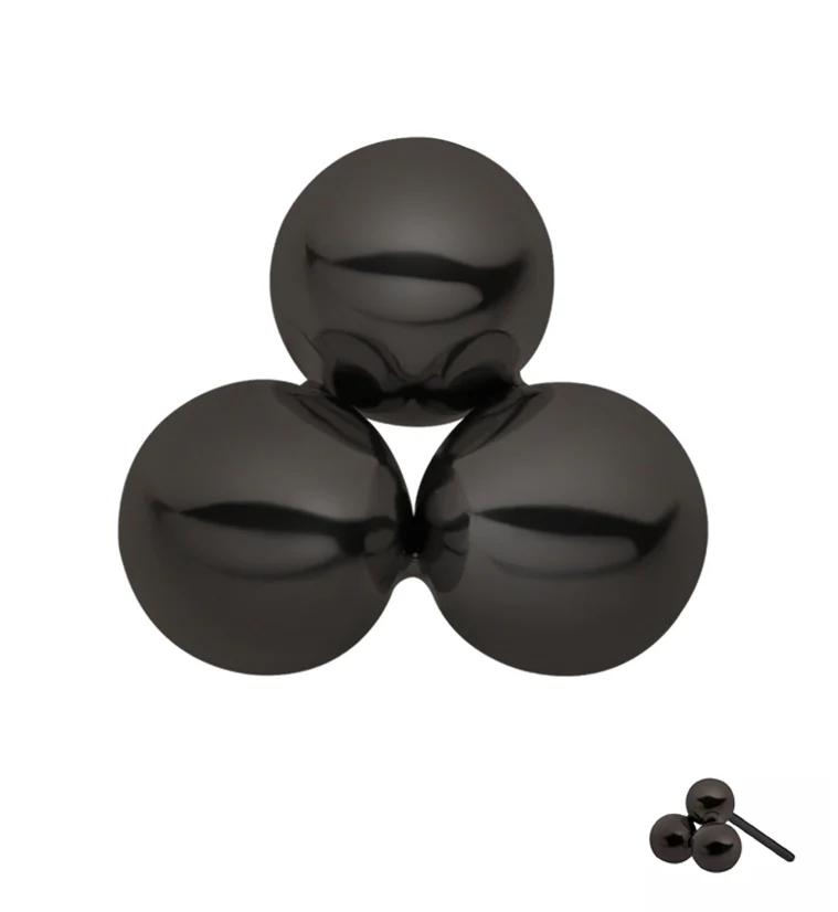 Black PVD Trinity Bead Threadless Titanium Top