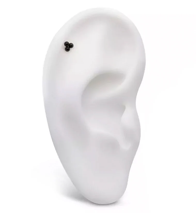 Black PVD Trinity Bead Threadless Titanium Top - Image 3