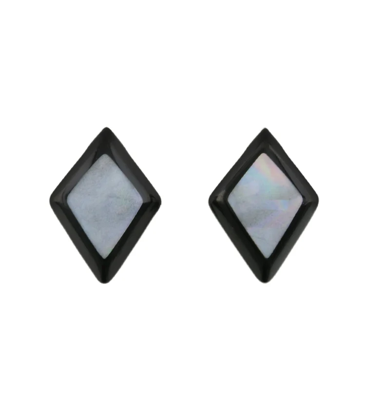 Black PVD Zircon Mother of Pearl Ear Weights - Image 2