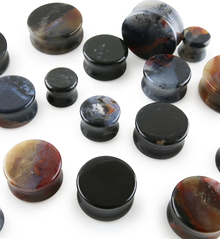 Black & Red Onyx Stone Plugs - Image 2