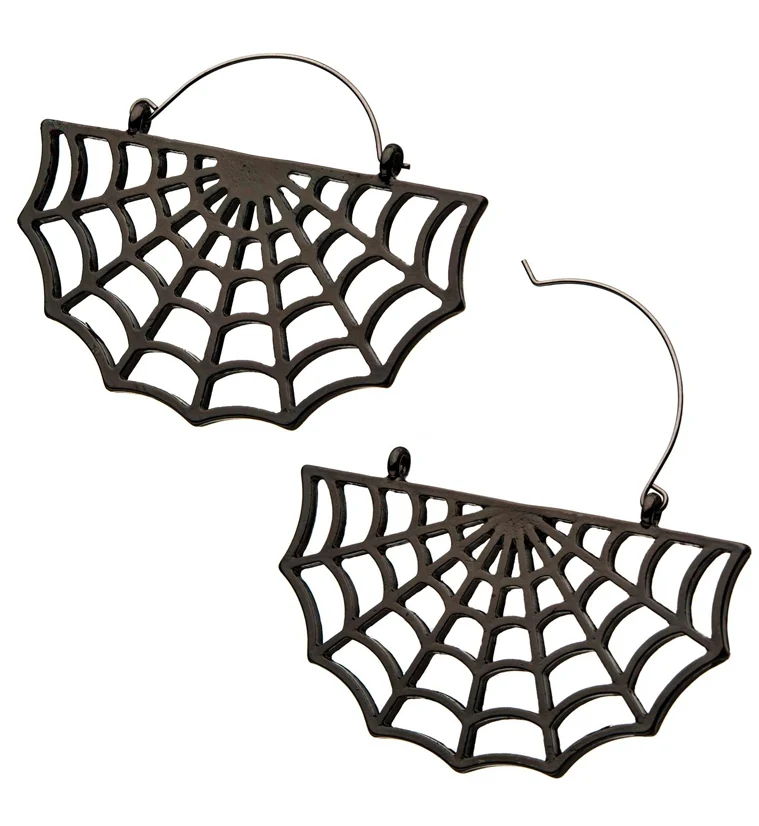 Black Spiderweb Plug Hoops