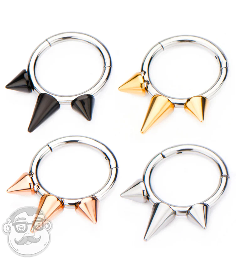 Black Spiked Hinged Segment Ring - Image 2