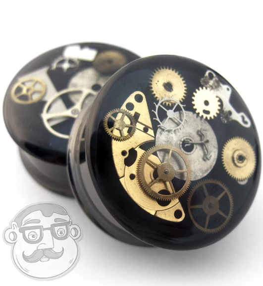 Black Steel Steampunk Plugs - Image 3