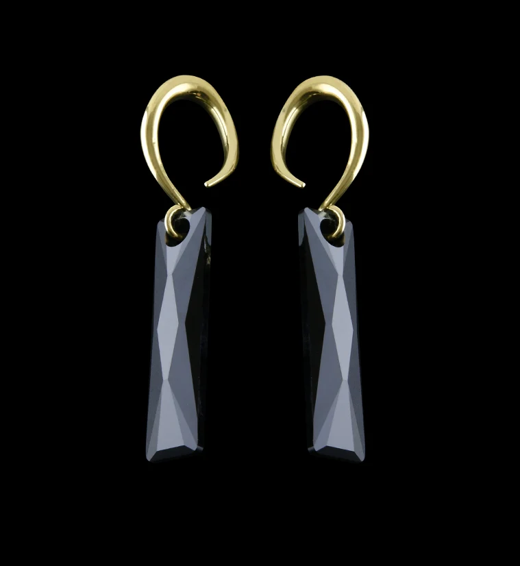 Black Swarovski Tower CZ Brass Hangers - Image 2
