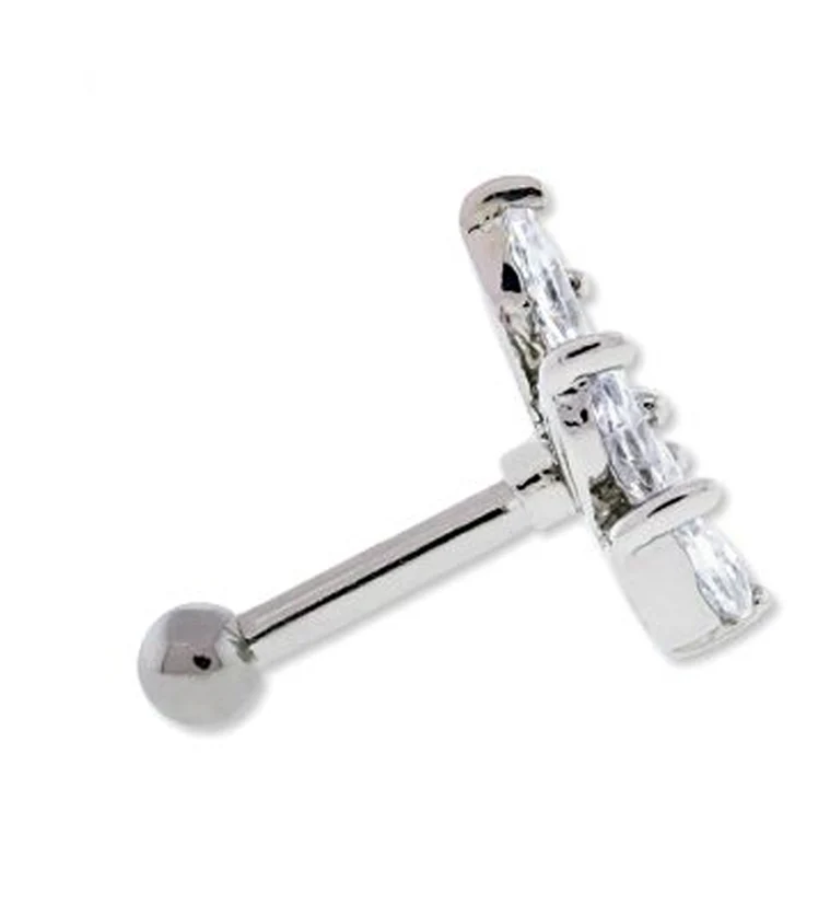 Marquise CZ Cartilage Barbell - Image 3